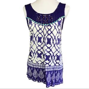 Meadow Rue Anthropologie Tank top Purple White SM